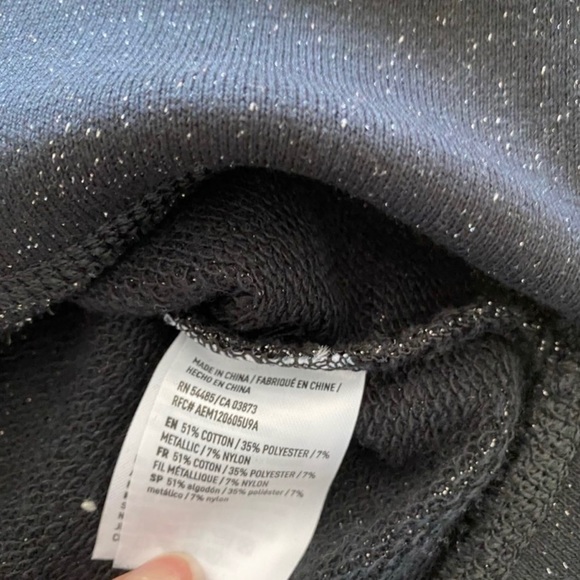 American Eagle New Black Shimmer Sweatshirt - Picture 2 of 6